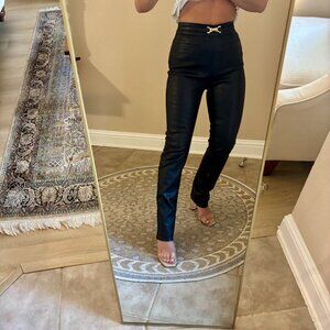 Derek Lam 10 Crosby Belted leather slim leg pants Black Retail $995